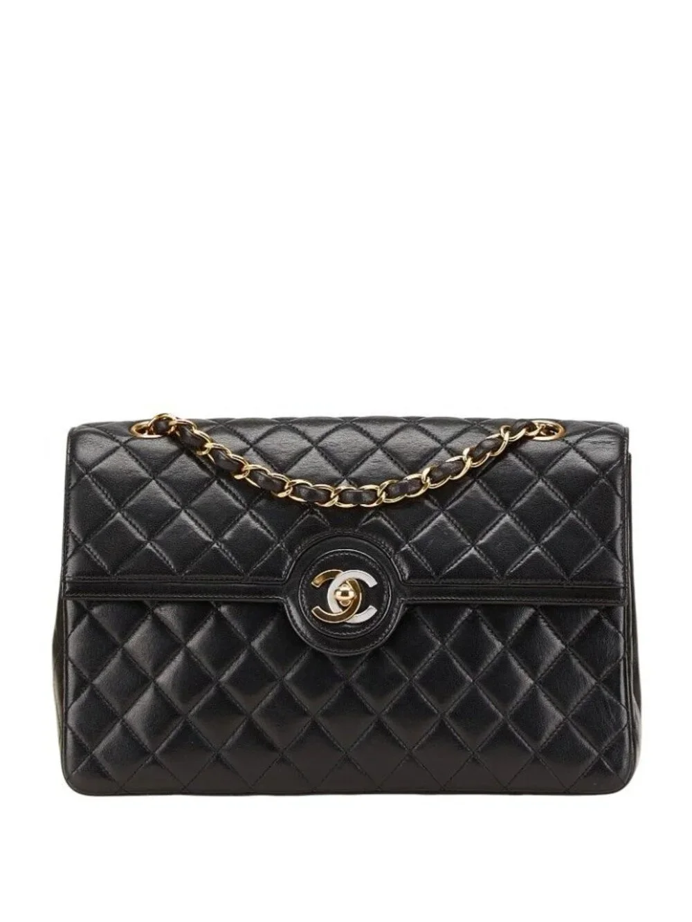 Chanel Quilted CC Logo Limited Edition Chain Shoulder Bag Black Lambskin